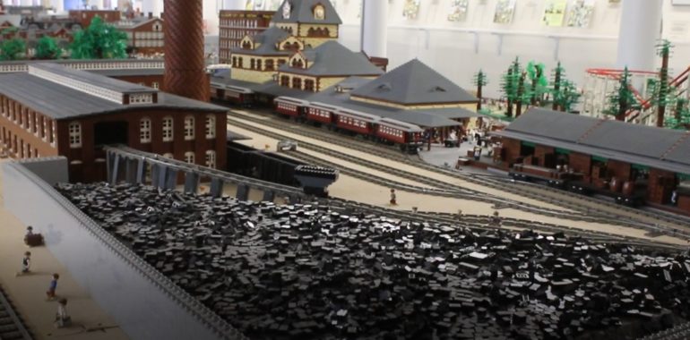 View of a pile of lego coal and power plant