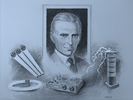 Portrait of Nicola Tesla by Jack Kamen
