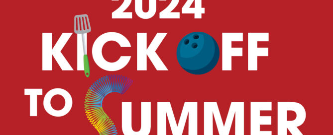 Kickoff to Summer 2024 logo with bowling ball and slinky