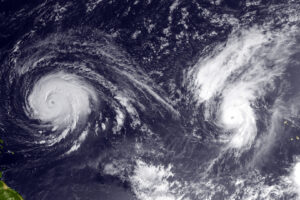 photo of hurricane over ocean from space