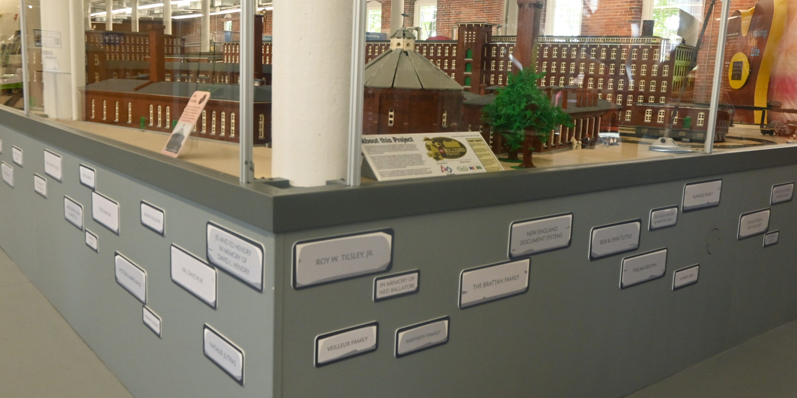 view of the LEGO Milllyard Project with donor bricks on the base.