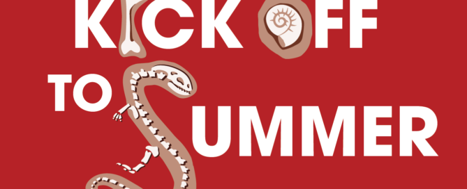 Kickoff to Summer logo with fossils forming the letters i, o and S