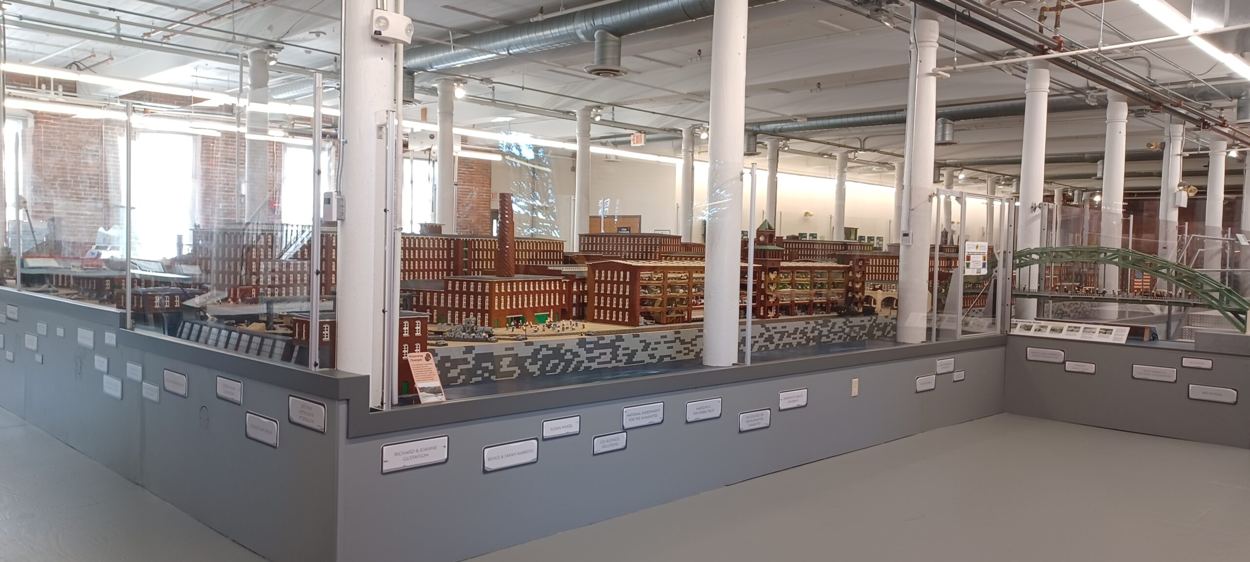 View of the LEGO Millyard project showing donor bricks around the base.